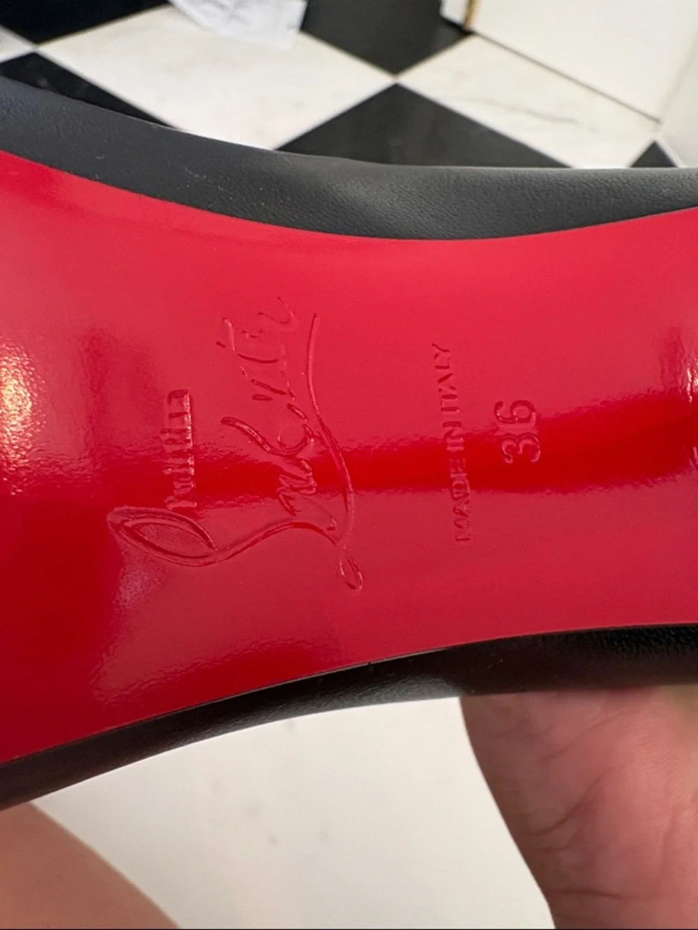 Christian Louboutin Black Leather Ms.Z 100 Pointed Toe Pumps with Red Sole - Picture 4 of 7